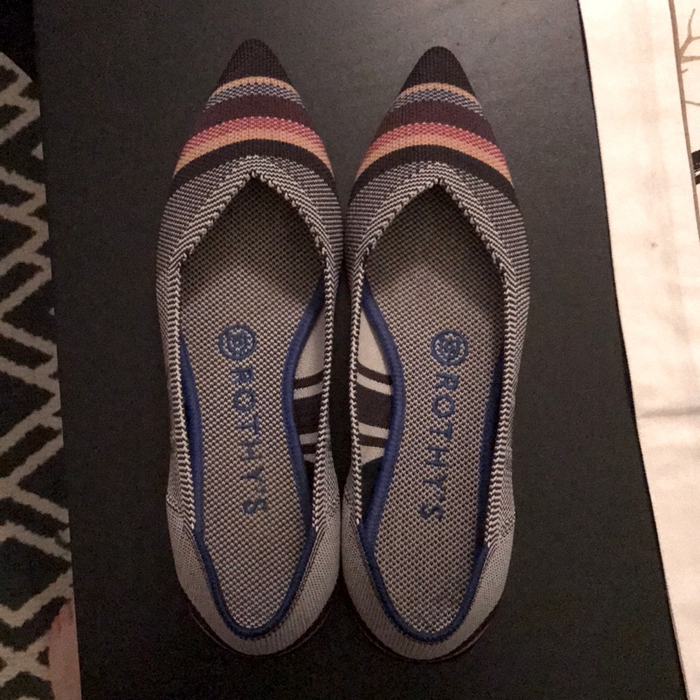 Rothy’s retired inverse stripe point shoes.